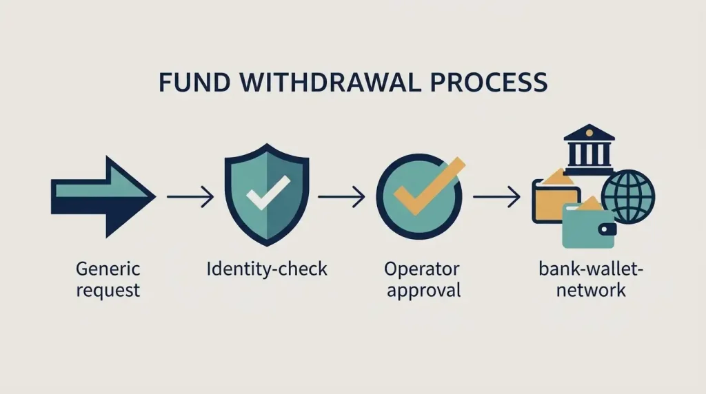 Conceptual four-stage Fastpay withdrawal flow from request through verification and payment rail