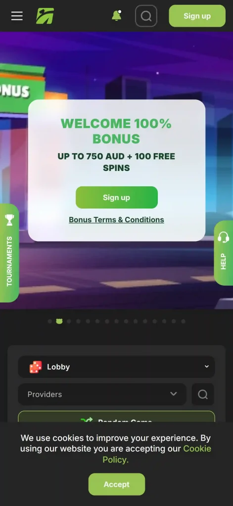 Fastpay Australian homepage displayed on a narrow mobile browser viewport