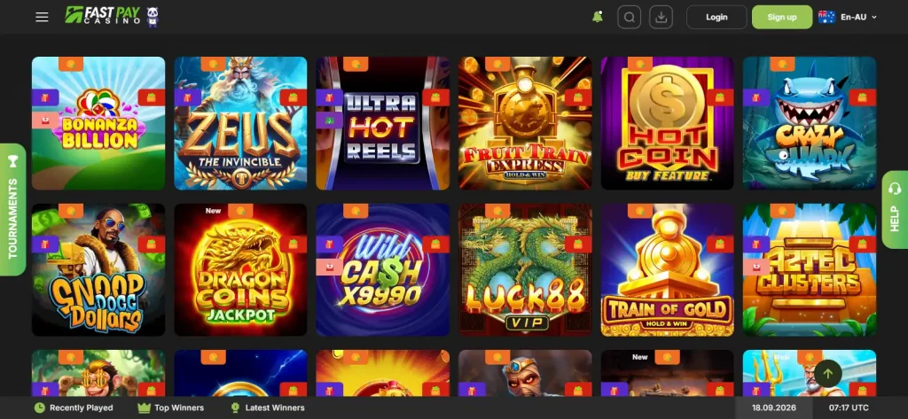 Fastpay Live Games category showing real live or table game tiles