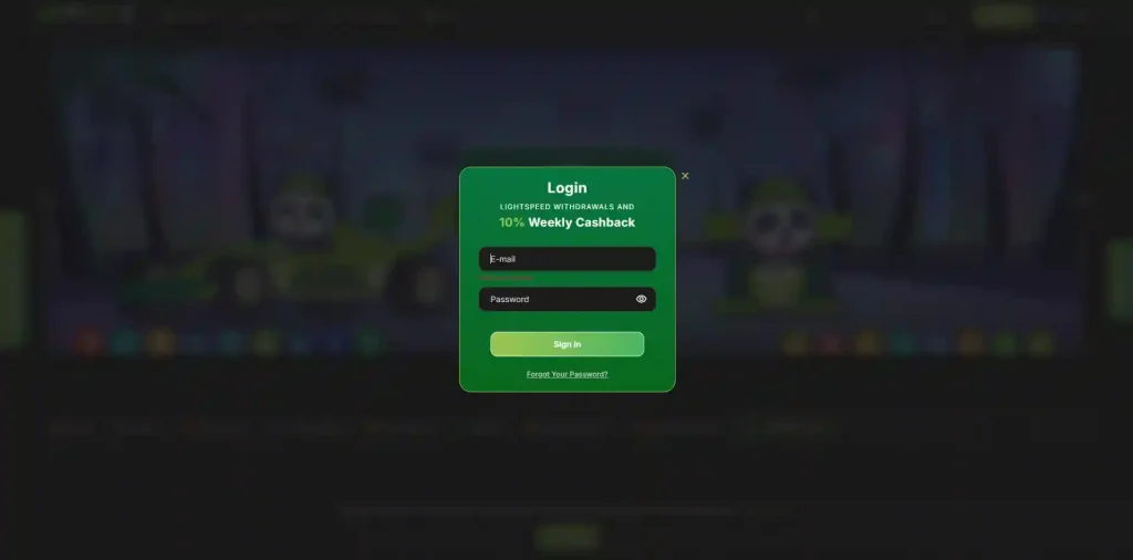 Fastpay official login modal with account sign-in and password recovery controls