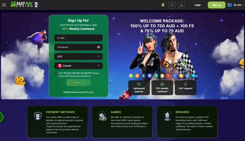 Fastpay VIP and loyalty section showing the 10-level programme and recurring reward types